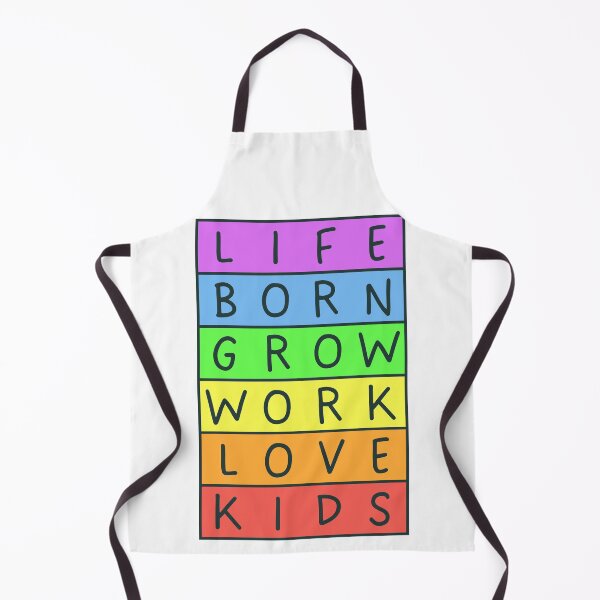 Item preview, Rainbow Life - Born, grow, work, love, kids - Pastel Colors - Grey text - Violet to red rainbow designed and sold by RainbowWordLand.