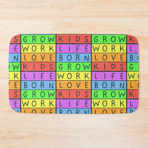 Item preview, Rainbow Life - Born, grow, work, love, kids - Pastel Colors - Grey text - Violet to red rainbow designed and sold by RainbowWordLand.
