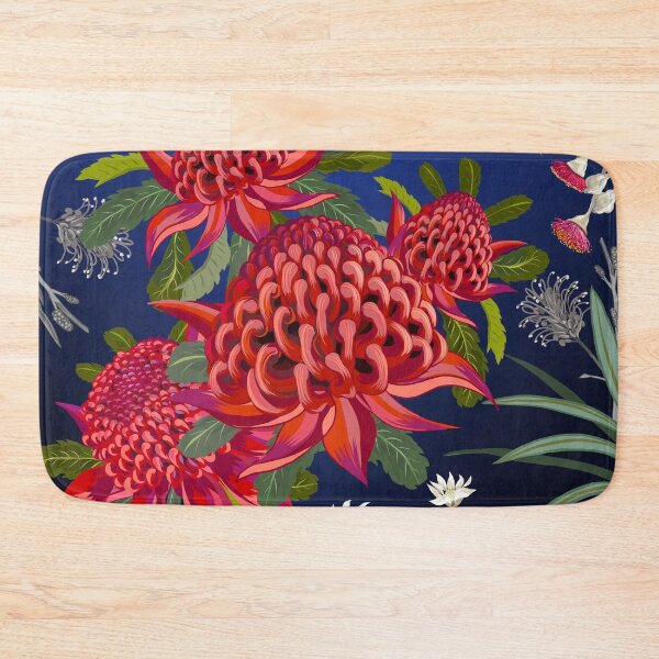 Item preview, Botanical Australian native flowers, Waratah, forals, red, blue, bright contemporary art designed and sold by chrissyink.