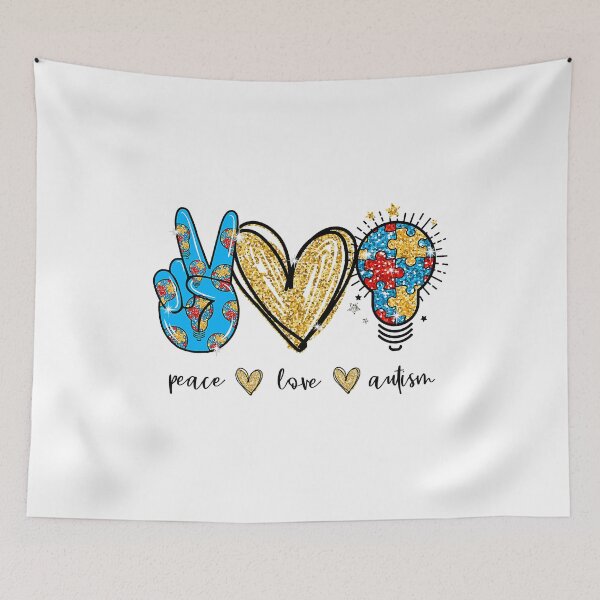 Item preview, Peace Love Autism Puzzle Ribbon Gift Autism Awareness Day designed and sold by HaaChris-Artis.