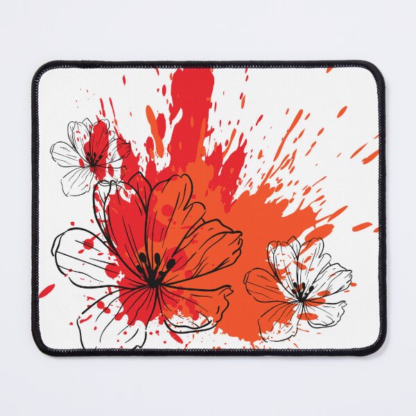 Item preview, Modern style floral print with a splash of red color designed and sold by HDpod.
