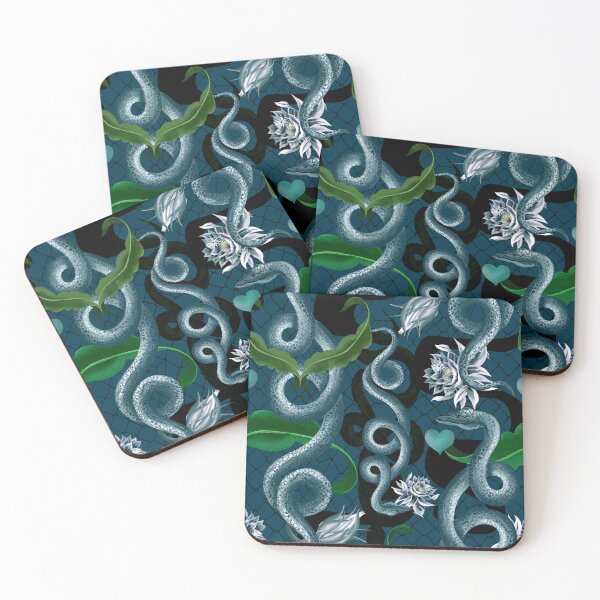 Item preview, Snakes alive, serpents, teal, moody, designed and sold by chrissyink.