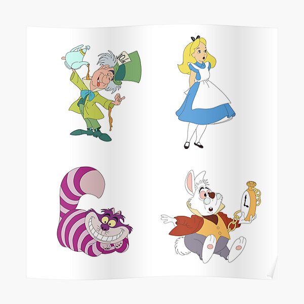 "Alice In Wonderland Characters" Poster For Sale By Golden-walls ...