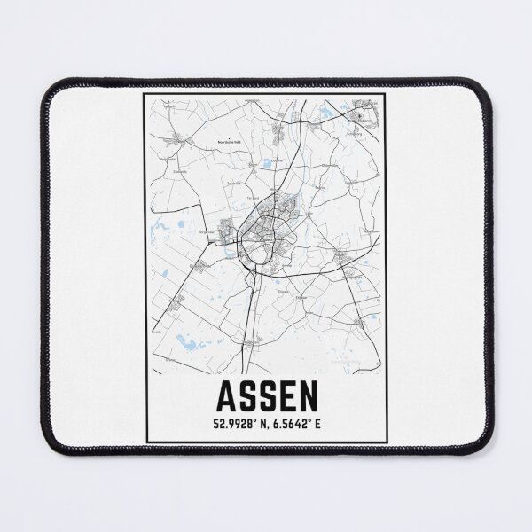 Item preview, Stad Assen zwart wit kaart met coördinaten   designed and sold by Nesspiration.