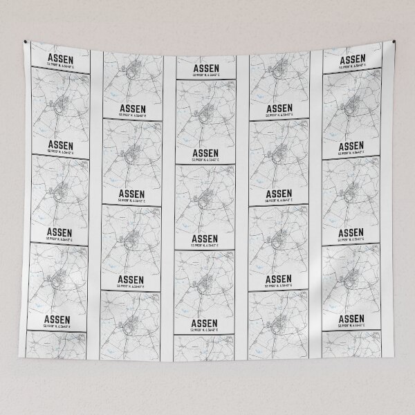 Item preview, Stad Assen zwart wit kaart met coördinaten   designed and sold by Nesspiration.