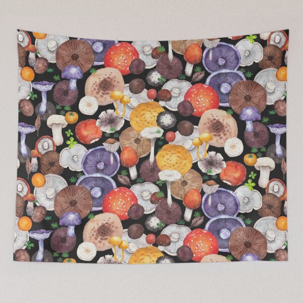 Item preview, Harvests of mushrooms - black  designed and sold by janeferwong.