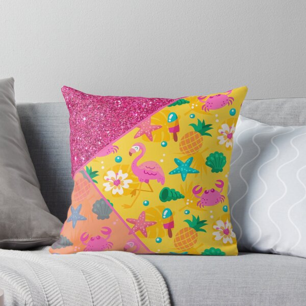 Item preview, pink glitter and yellow tropical flamingo pattern designed and sold by Beeroclock.