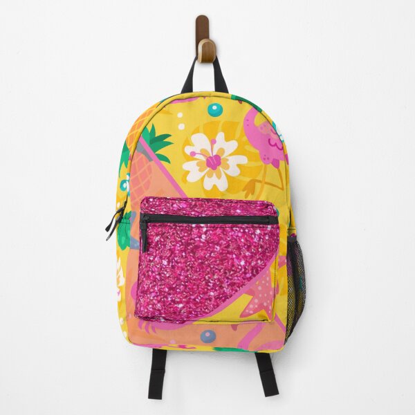 Item preview, pink glitter and yellow tropical flamingo pattern designed and sold by Beeroclock.