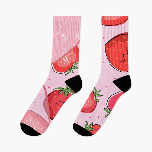 Item preview, cute pink glitter kawaii strawberry summer pattern designed and sold by Beeroclock.