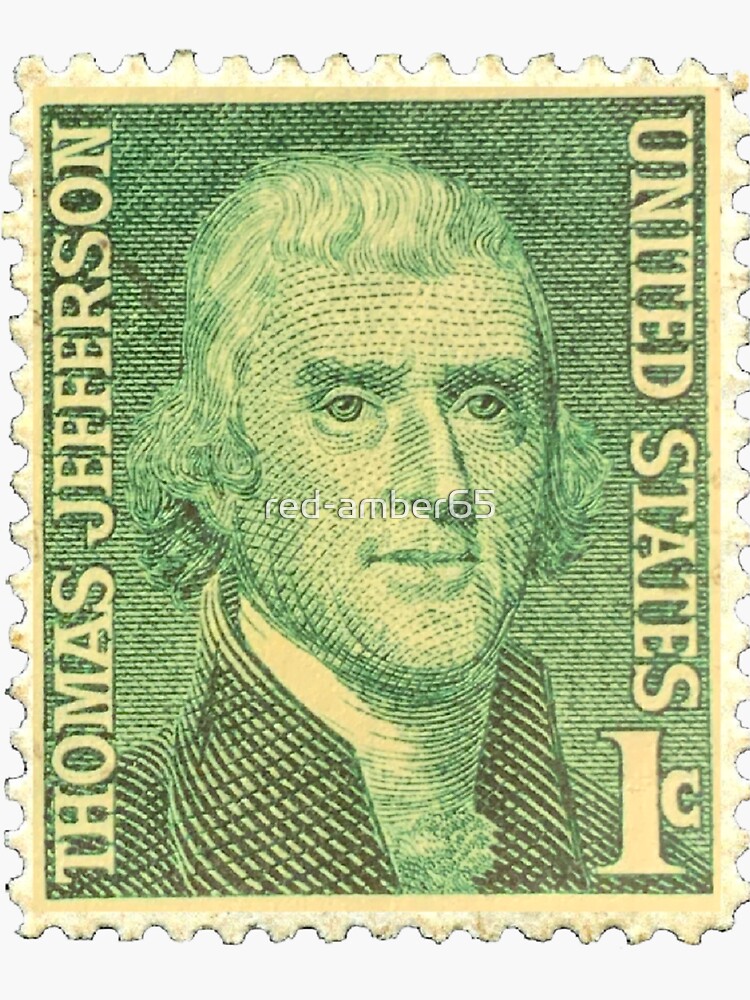 "Vintage Green Thomas Jefferson USA Postage Stamp" Sticker for Sale by