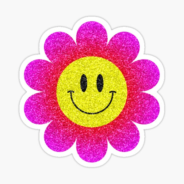 Green Flower Power Vinyl Sticker, Smiley Flower Sticker, Smiley Face S –  Retrophiliac