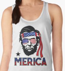 Merica - Funny Abe Lincoln 4th of July Hip American T-shirt Women's Tank Top