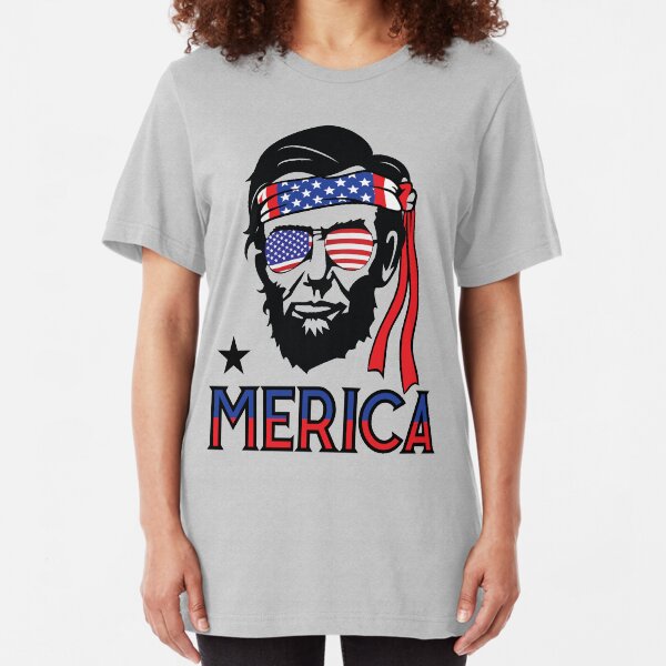 Merica - Funny Abe Lincoln 4th of July Hip American T-shirt Slim Fit T-Shirt