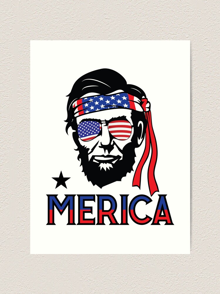 Alternate view of Merica - Funny Abe Lincoln 4th of July Hip American T-shirt Art Print