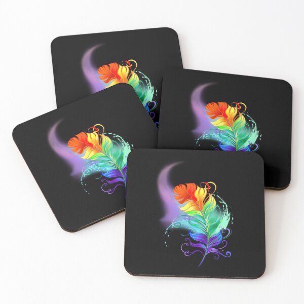 Item preview, A bright rainbow colored feather design to celebrate Pride designed and sold by ditzy-designs.