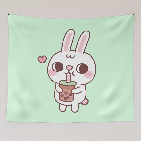 Item preview, Cute Little White Rabbit Loves Drinking Bubble Tea designed and sold by rustydoodle.