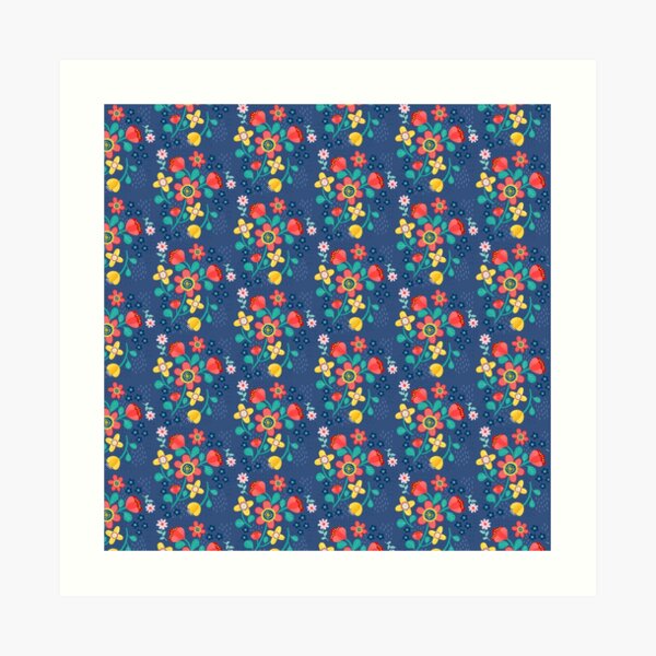 Flower Power In Blue Pattern Art Print