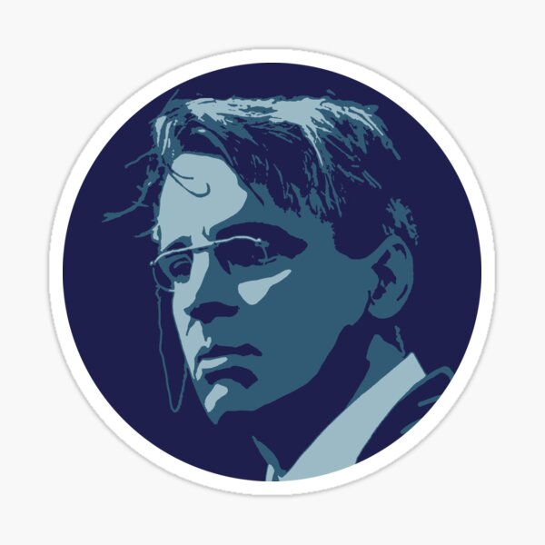William Butler Yeats Blue Portrait Sticker