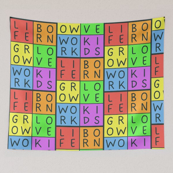 Item preview, Rainbow Life: Born, grow, work, love, kids - 2x3 Squares - Gray text - Pastel colors rainbow quote designed and sold by RainbowWordLand.