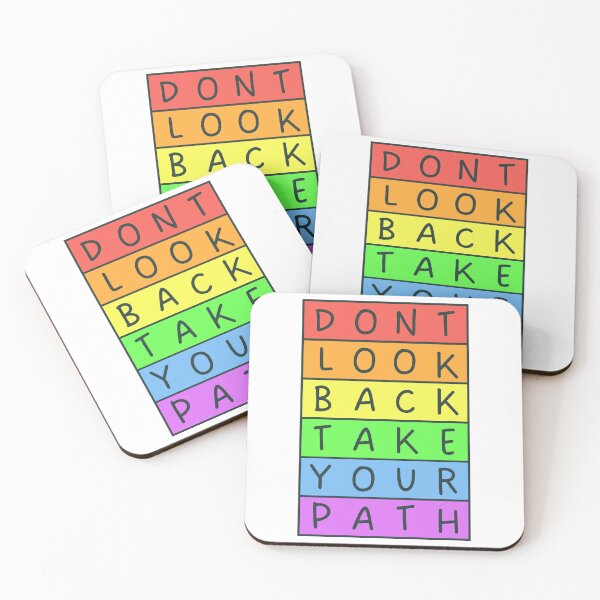 Item preview, Don't look back, take your path - Gray text - Pastel colors rainbow message designed and sold by RainbowWordLand.