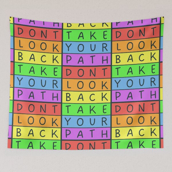 Item preview, Don't look back, take your path - Gray text - Pastel colors rainbow message designed and sold by RainbowWordLand.