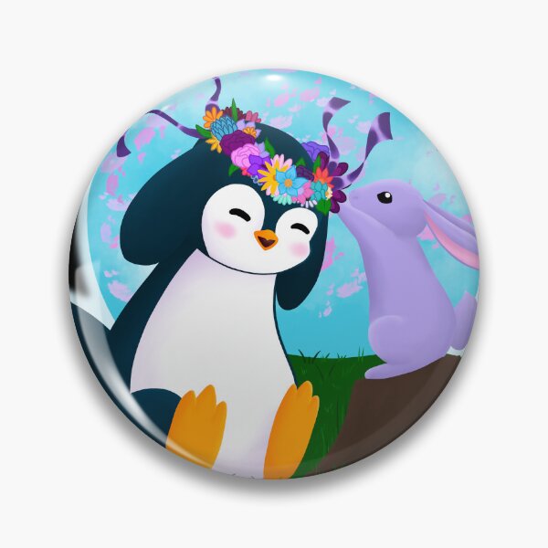 Aperçu de l'œuvre Le petit pingouin et le lapin lavande accueillent le printemps créée et vendue par BittyKittyNeko.