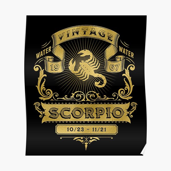 "The Zodiac Sign of Scorpio Golden Vintage 1967" Poster for Sale by