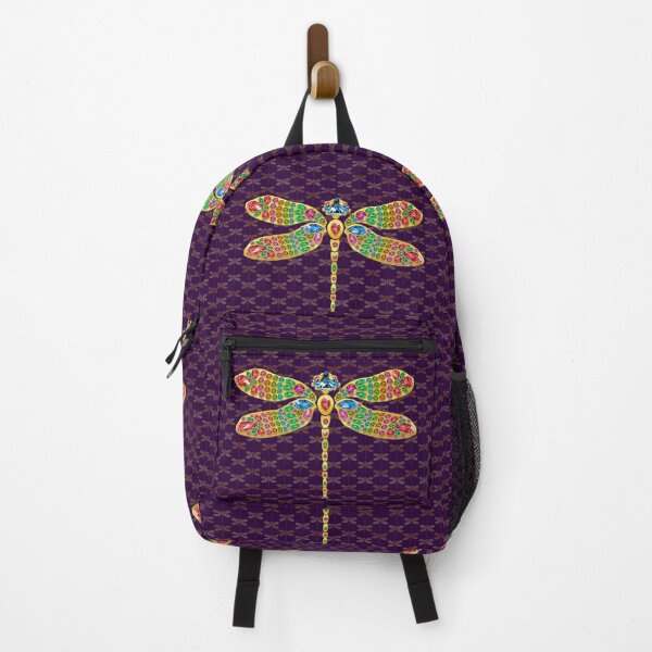 Item preview, Bejewelled Golden Dragonfly: Royal Gemstone Jewel Art on Purple designed and sold by Art-PraveenRai.