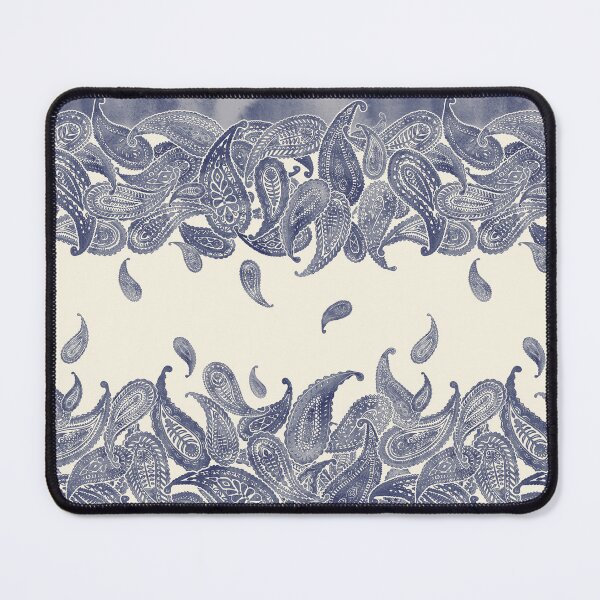 Item preview, Monochrome Paisley Rain in Blue and Cream designed and sold by micklyn.