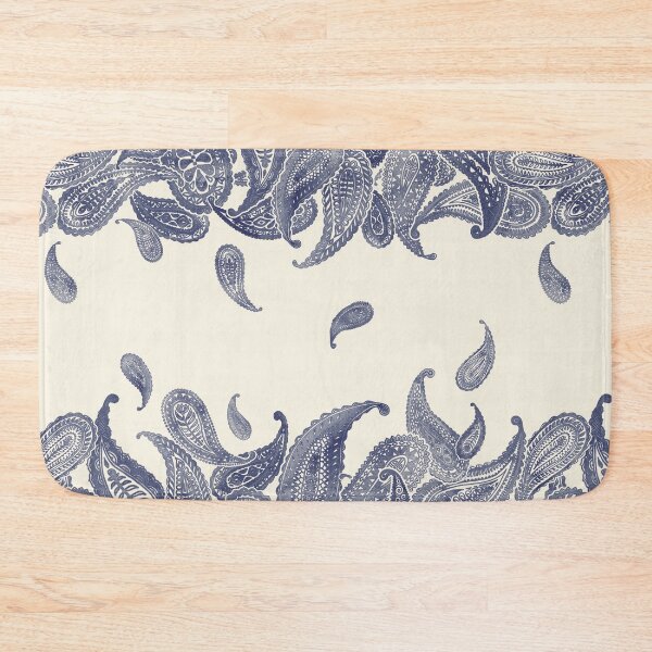 Item preview, Monochrome Paisley Rain in Blue and Cream designed and sold by micklyn.