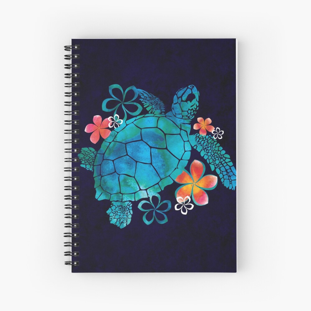 Sea Turtle with Flowers Spiral Notebook