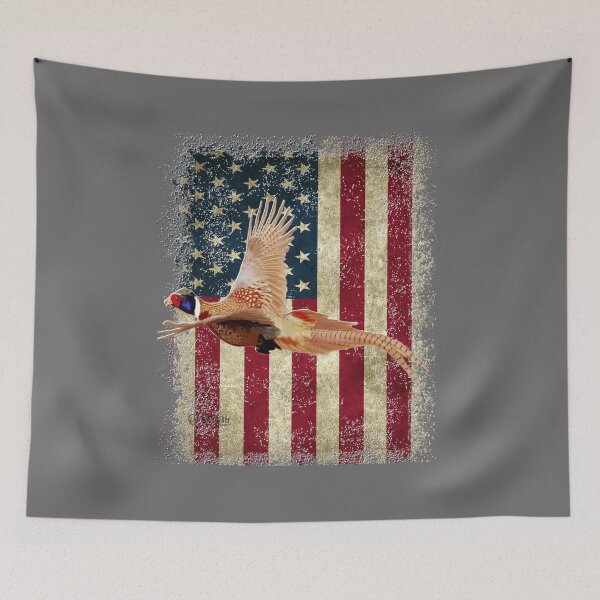 Item preview, Pheasant Hunting, American Flag Ringneck Pheasant Flying Design designed and sold by LifeCrush.