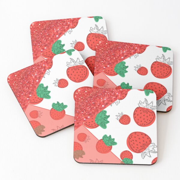 Item preview, red glitter strawberry summer pattern designed and sold by Beeroclock.