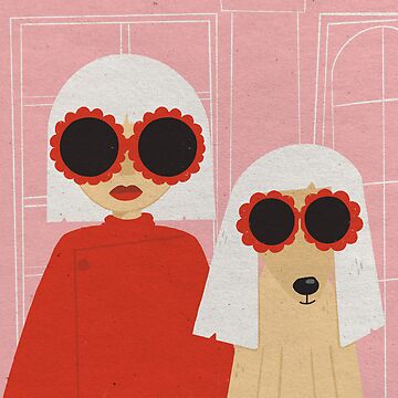 Artwork thumbnail, Girl and dog pink by Mister Lapin