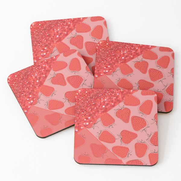 Item preview, red sparkling glitter strawberry summer pattern designed and sold by Beeroclock.