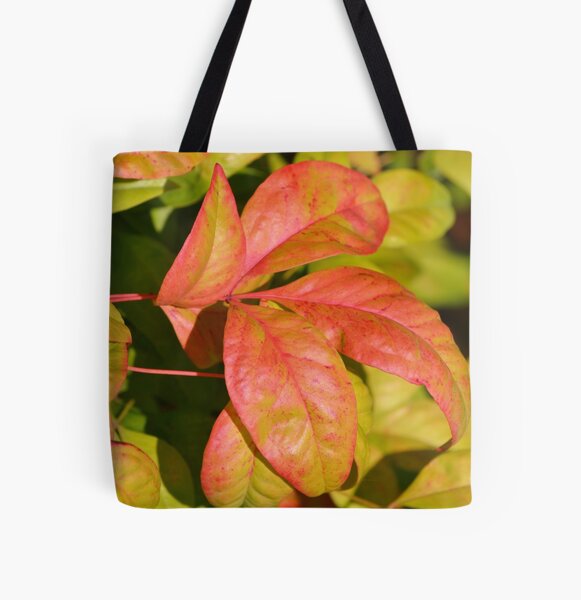 Tropical Pink Sunset Leaves All Over Print Tote Bag