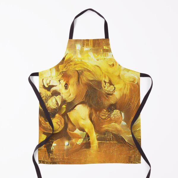 Item preview, gold lion fighting designed and sold by kharamoot.