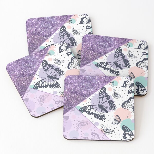 Item preview, purple glitter  romantic butterfly pattern designed and sold by Beeroclock.