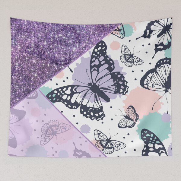 Item preview, purple glitter  romantic butterfly pattern designed and sold by Beeroclock.
