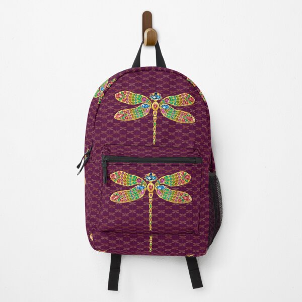 Item preview, Bejewelled Golden Dragonfly: Royal Gemstone Jewel Art on Magenta designed and sold by Art-PraveenRai.