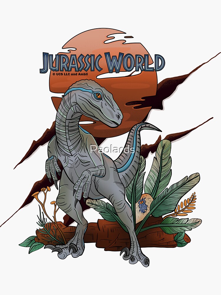 Jurassic World Blue Raptor Family Sticker for Sale by GiftPantheon