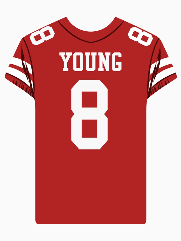 Steve Young 8 Jersey Sticker Essential T-Shirt for Sale by krnnvrstacy