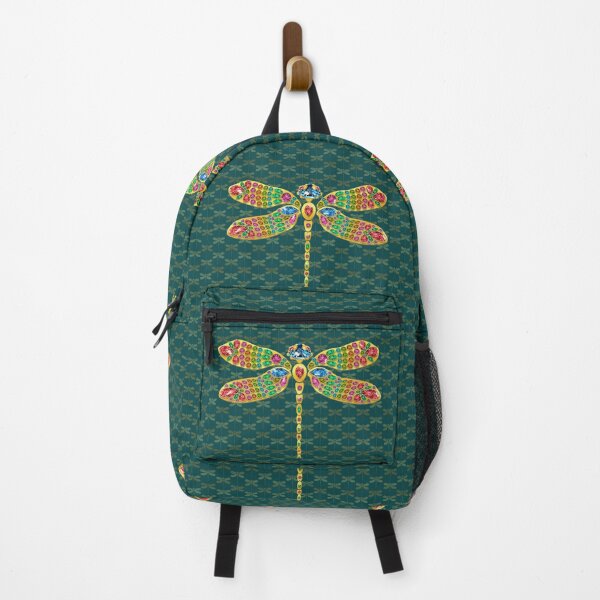 Item preview, Bejewelled Golden Dragonfly: Royal Gemstone Jewel Art on Seagreen designed and sold by Art-PraveenRai.