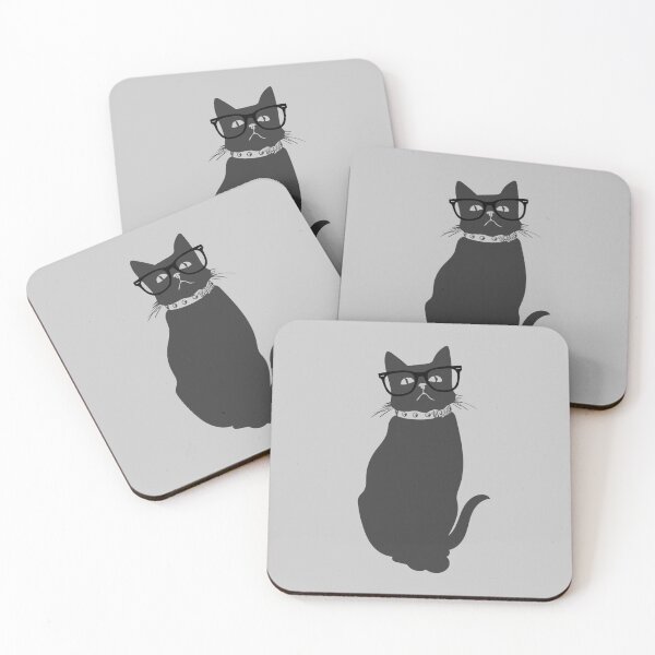 Item preview, Black Cat with Glasses designed and sold by KGoPrintables.