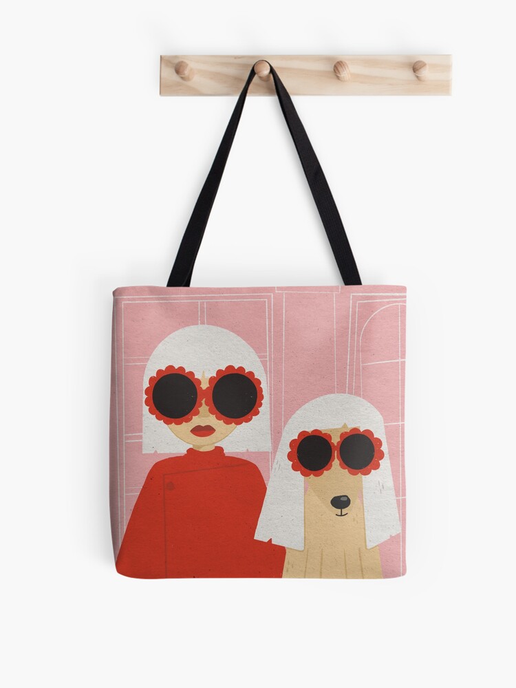 Thumbnail 1 of 2, Tote Bag, Girl and dog pink designed and sold by Mister-Lapin.
