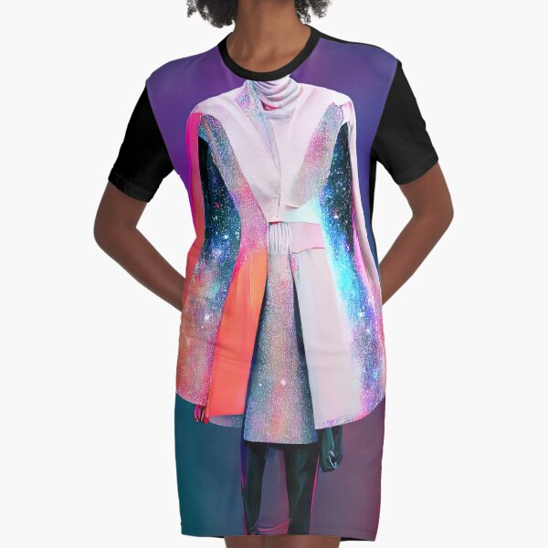 Futuristic Space Age Fashion Concept Graphic T-Shirt Dress