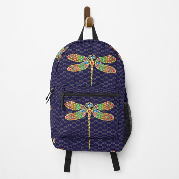 Item preview, Bejewelled Golden Dragonfly: Royal Gemstone Jewel Art on Navy designed and sold by Art-PraveenRai.