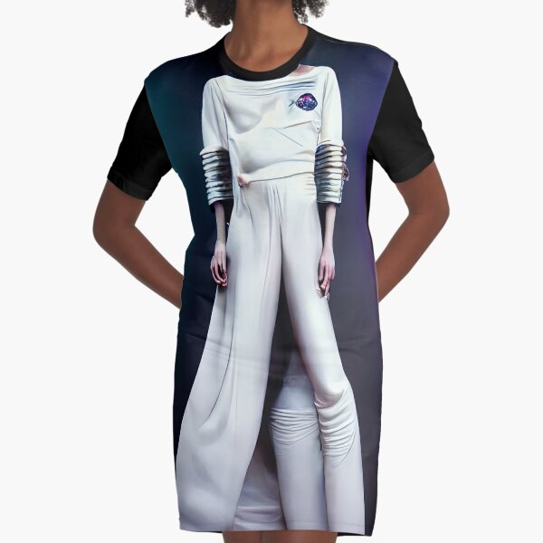 Futuristic Space Age Fashion Concept Graphic T-Shirt Dress