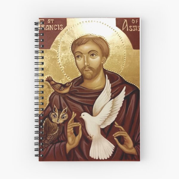 Item preview, Icon of St Francis with Owl, Robin and Dove by Olga Bileski designed and sold by ikon-olga.