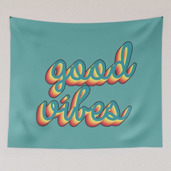 Item preview, Colorful 80s Retro Palette Good Vibes 3D Extruded Text Script Typography designed and sold by Cawaiico.
